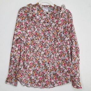 $178 The Shirt by Rochelle Behrens Floral Button Front Top
